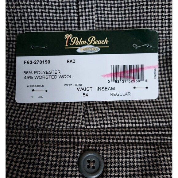 NWT Big Man Palm Beach Reflex Flat Front Wool Blend Dress Pants Size 54R Raw Hem - Picture 6 of 8